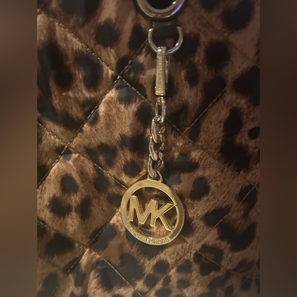 Michael Kors Brown Leopard Tote with Gold Accents - Picture 3 of 12